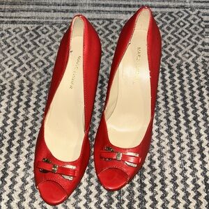 MARC FISHER Marsha Red Peep Toe Pumps